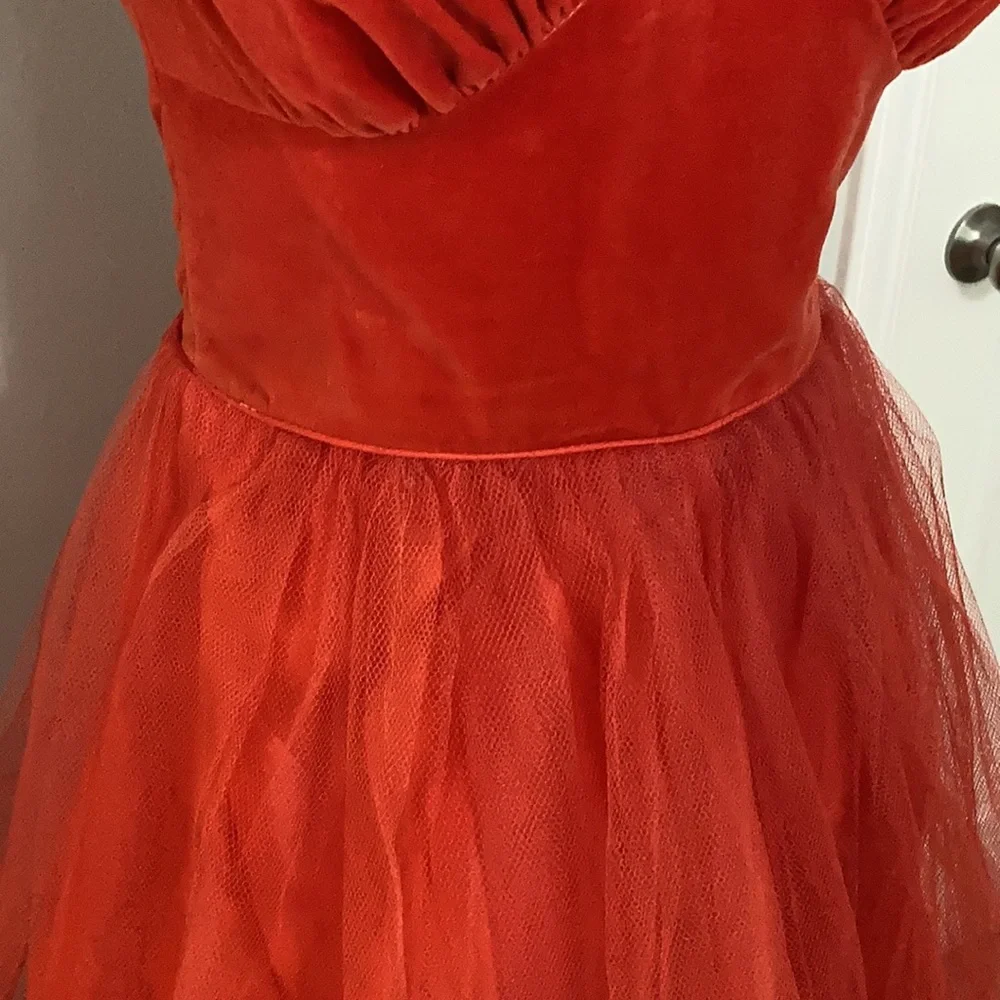 Blood Orange Vintage Velvet and Tulle Ballgown w/ matching Bolero prom - Picture 5 of 11